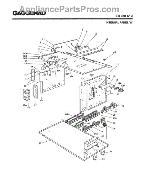 Parts for Gaggenau EB378-610: Internal Panel `a` Parts ...