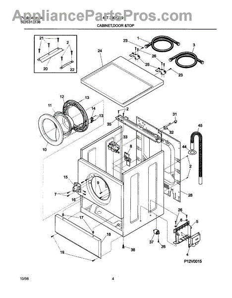 Parts for Frigidaire 41739012891: Cabinet, Door & Top Parts ...