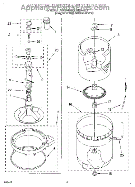 Parts for Whirlpool LSR8244EQ1: Agitator, Basket & Tub Parts ...