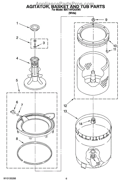 Whirlpool WPW10131112 Agitator (AP6015461) - AppliancePartsPros.com