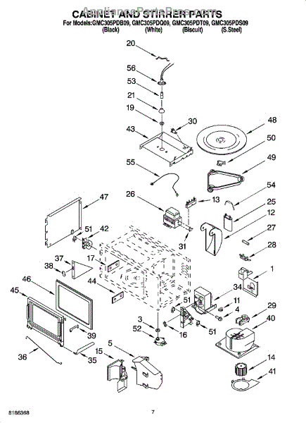 Parts for Whirlpool GMC305PDS09: Cabinet and Stirrer Parts ...