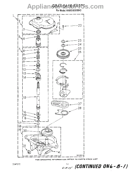 Parts For Kitchenaid Kawe450val0 Gearcase Parts