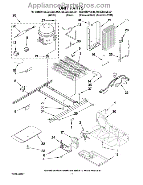 Parts for Maytag MSD2550VES01: Unit Parts - AppliancePartsPros.com