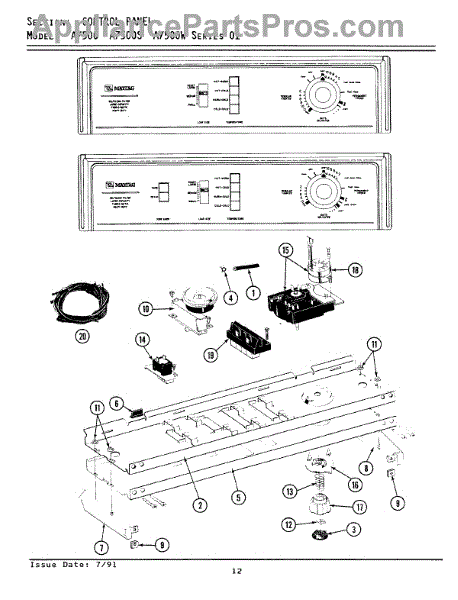 Parts for Maytag A7500: Control Panel Parts - AppliancePartsPros.com