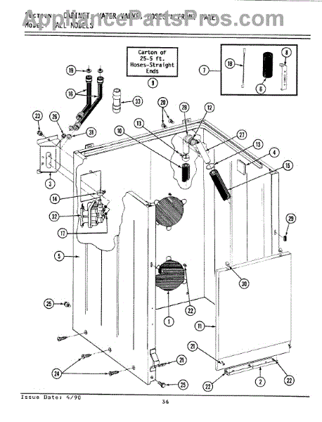 Parts for Maytag A8840: Cabinet, Water Valve, Hoses & Frnt Panel Parts ...