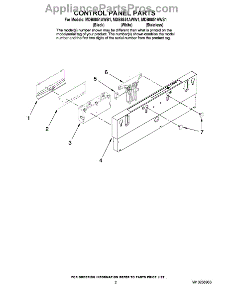 Parts for Maytag MDB8851AWB1: Control Panel Parts - AppliancePartsPros.com