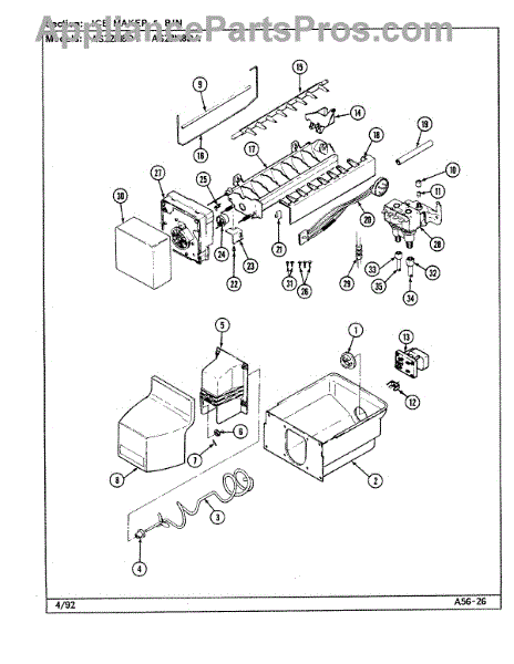 Parts for Admiral AS22M8DA / DN34B: Ice Maker & Bin Parts ...