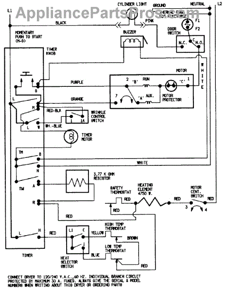 Parts for Crosley CDE22B8M: Wiring Information Parts ...