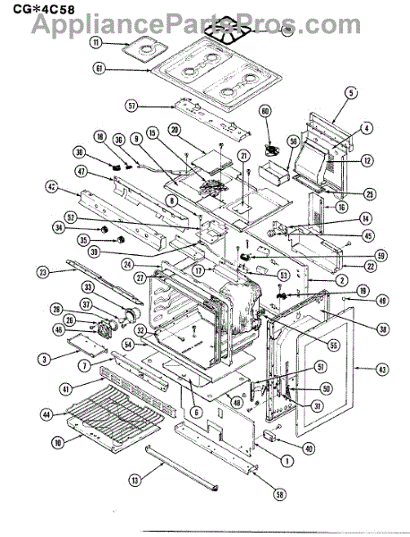 Parts for Crosley CGA4C58CZKW: Body Parts - AppliancePartsPros.com