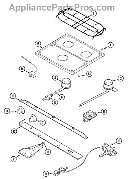 Parts for Magic Chef CLY1641BDH: Top & Gas Controls (bdb, Bdh, Bdl ...