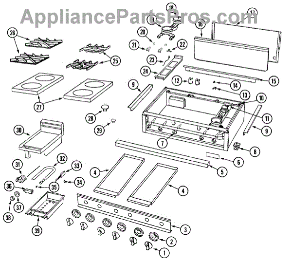 Parts for Dynasty DCT364G: Top Assembly / Gas Controls Parts ...