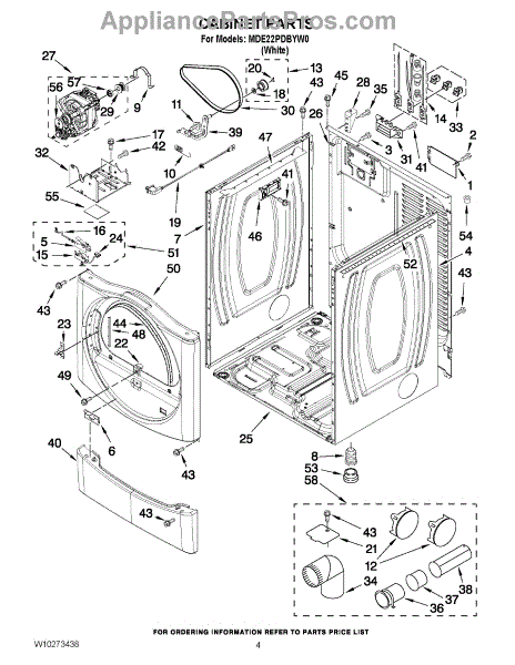 Parts for Maytag MDE22PDBYW0: Cabinet Parts - AppliancePartsPros.com