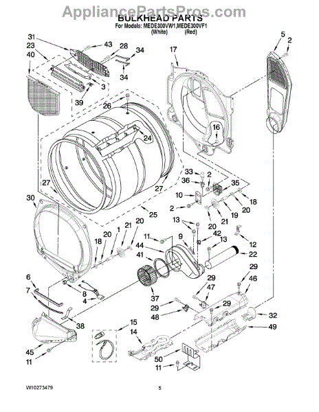 Parts for Maytag MEDE300VW1: Bulkhead Parts - AppliancePartsPros.com