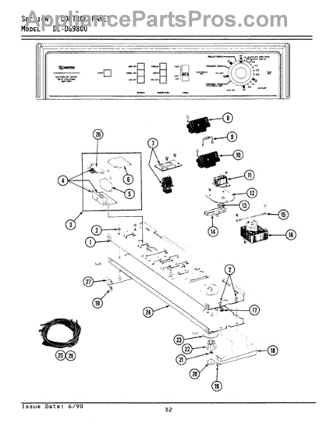 Parts for Maytag DG9800: Control Panel Parts ...