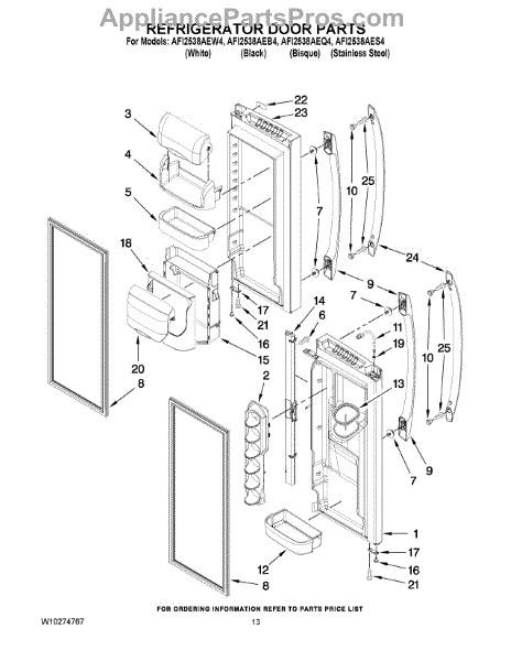 Parts for Maytag AFI2538AEB4: Refrigerator Door Parts ...