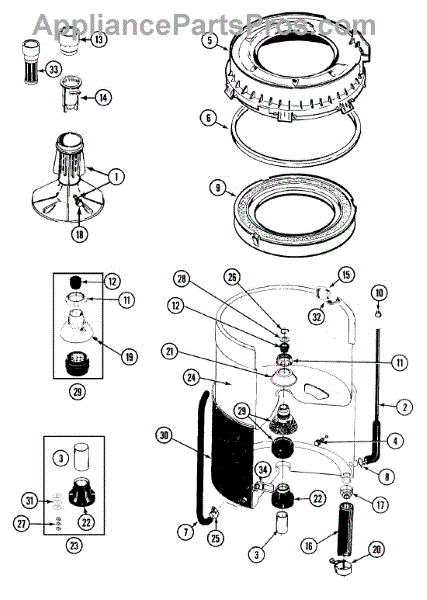 Parts for Maytag LAW9704AAE: Tub Parts - AppliancePartsPros.com