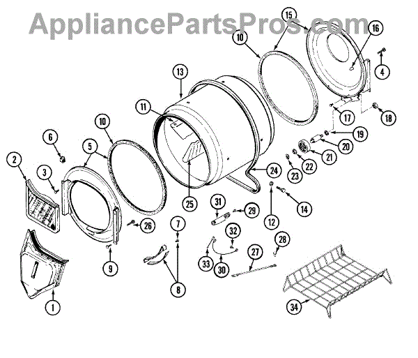 Parts for Maytag LDE8704ACM: Tumbler (LDE8704ACM & LDG8704AAM) Parts ...