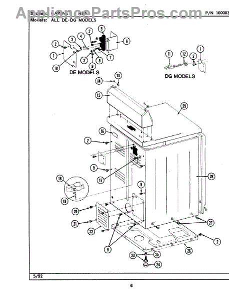 Parts for Maytag LDG7500AAE: Cabinet-Rear (LDE7500ACE,ADE) & (ldg ...