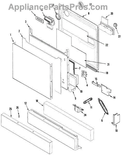 Parts for Maytag MDB6650AWS: Door Parts - AppliancePartsPros.com