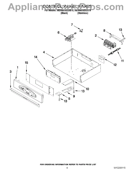 Parts for Maytag MEW6530DDS19: Control Panel Parts - AppliancePartsPros.com