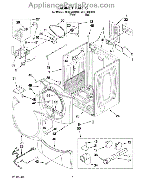 Parts for Maytag MEDE400XW0: Cabinet Parts - AppliancePartsPros.com