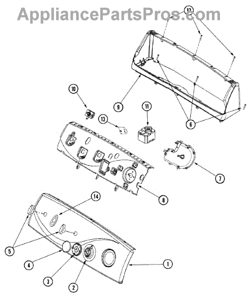 Parts for Maytag MDE7460AYW: Control Panel Parts - AppliancePartsPros.com