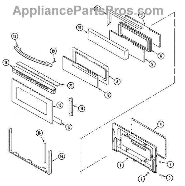 Parts for Maytag MER6550BAW: Door (upper) Parts ...