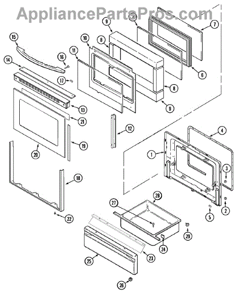 Parts for Maytag MES5770AAW: Door / Drawer Parts - AppliancePartsPros.com