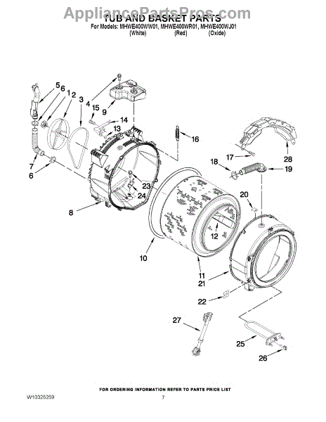 Parts for Maytag MHWE400WW01: Tub and Basket Parts - AppliancePartsPros.com