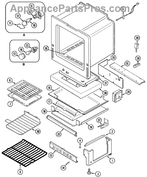 Parts for Maytag MGR5745ADA: Oven / Base Parts - AppliancePartsPros.com