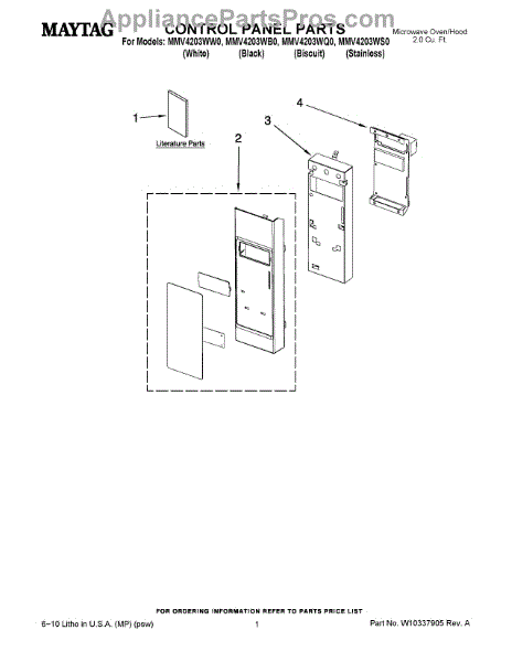 Parts for Maytag MMV4203WB0: Control Panel Parts - AppliancePartsPros.com