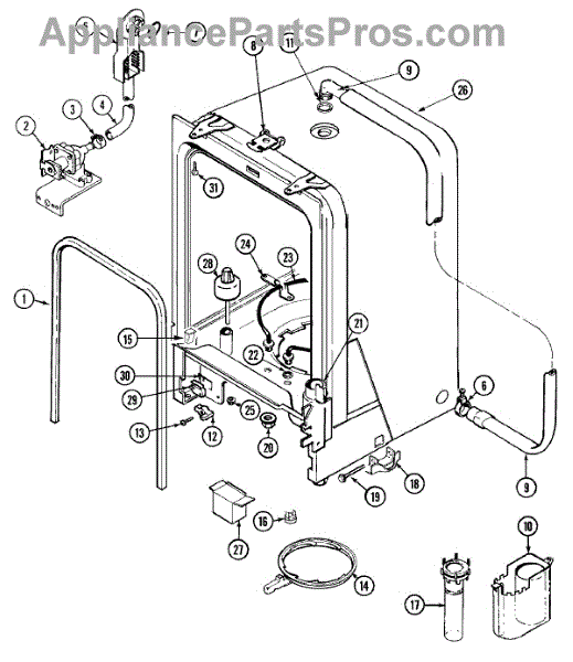 Parts for Maytag PDC3600AWX: Tub Parts - AppliancePartsPros.com