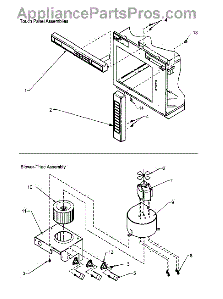 Parts for Amana RC17SD / P1198623M: Touch Panel & Blower-Triac Assembly ...