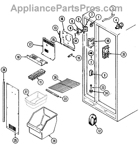 Parts for Magic Chef RC202TV: Freezer Compartment Parts ...