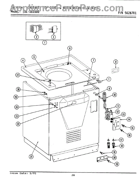 Parts for Maytag SG1000: Cabinet, Top Cover & Water Valve (rear) Parts ...