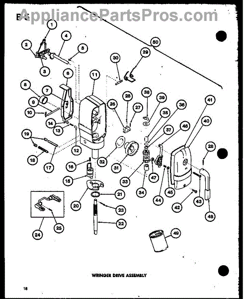 Parts for Amana TWA-200 / P7575301W: Wringer Drive Assy Parts ...