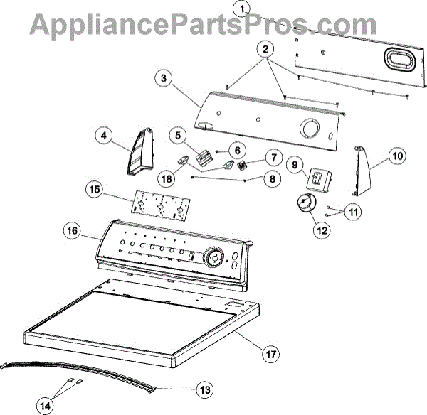 Parts for Admiral ADE7005AYW Control Panel & Top Parts