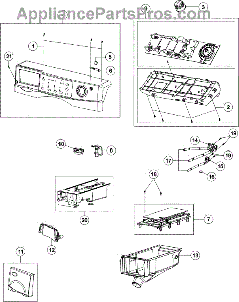 Parts for Maytag MAH6700AWM: Control Board / Dispenser Parts