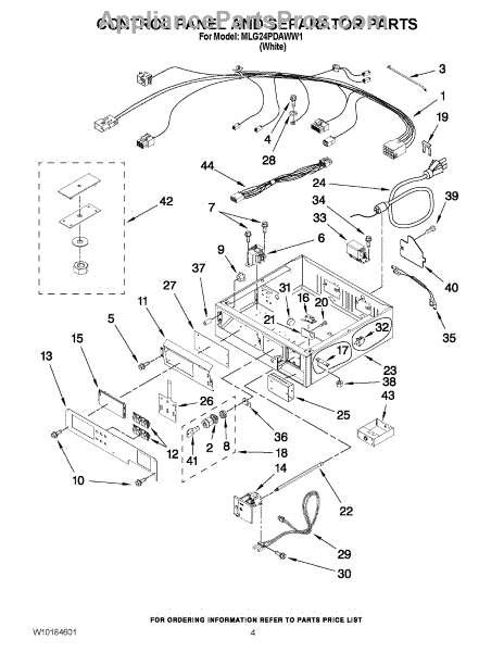 Parts for Maytag MLG24PDAWW1: Control Panel and Separator Parts ...