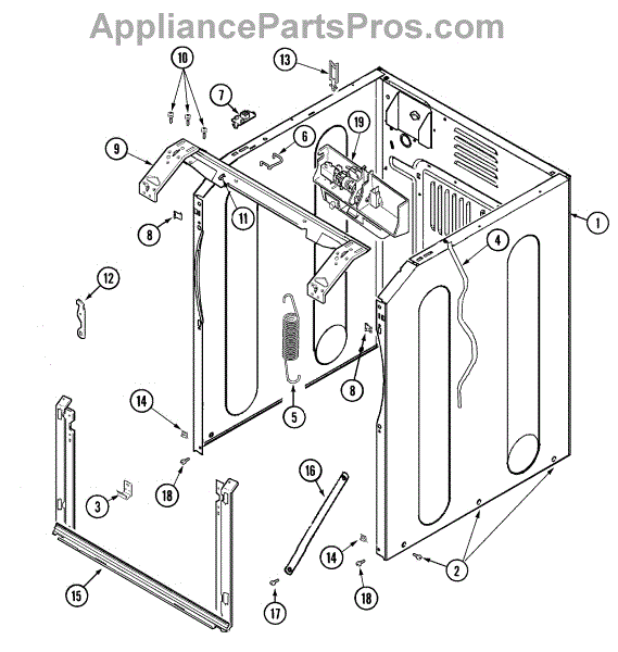 Parts for Maytag MAH21PDDWW: Cabinet-Front Parts - AppliancePartsPros.com