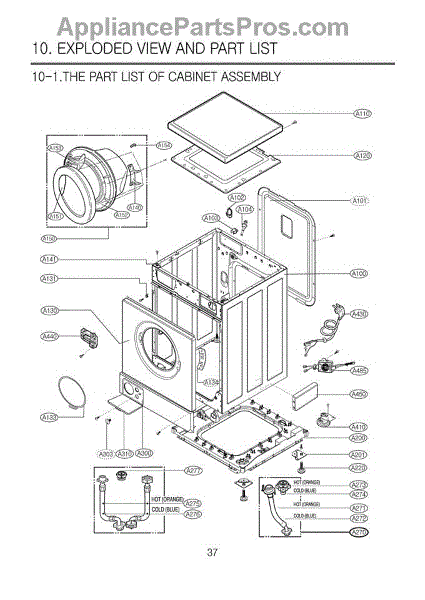 Parts for LG WD-1460FD / AOWQSTU: Section 1 Parts - AppliancePartsPros.com