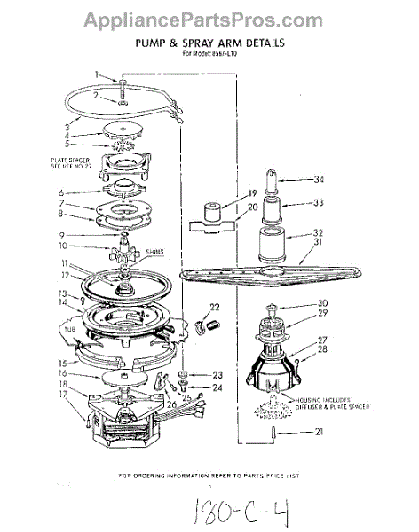 Parts for Roper 8567L10: Pump and Spray Arm Parts - AppliancePartsPros.com