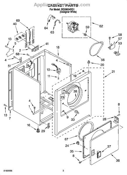 Parts for Roper REX6634RQ1: Cabinet Parts - AppliancePartsPros.com