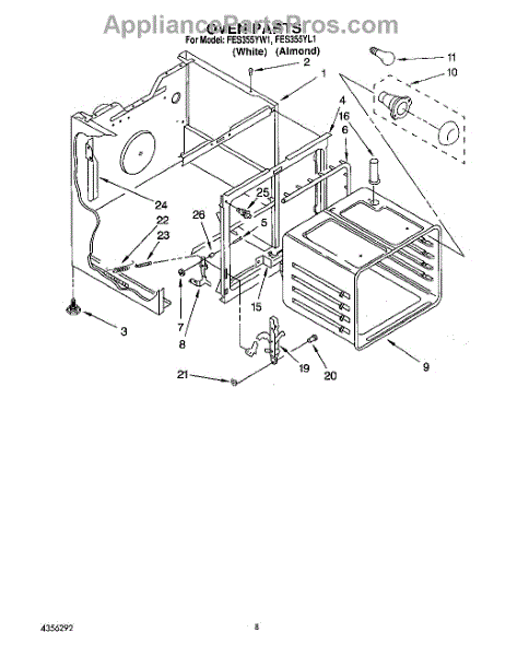 Parts For Roper Fes355yw1: Oven Parts - Appliancepartspros.com