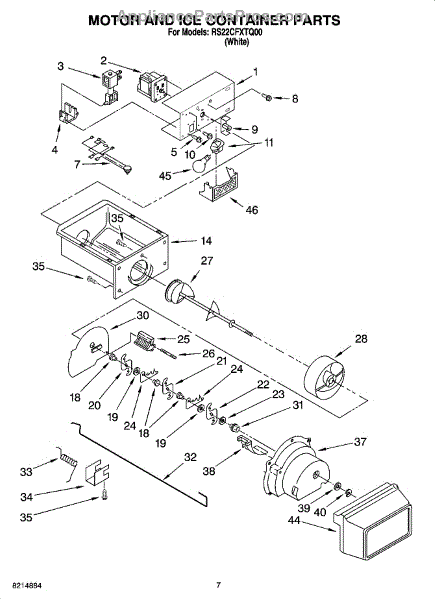 Parts for Roper RS22CFXTQ00: Motor and Ice Container Parts ...