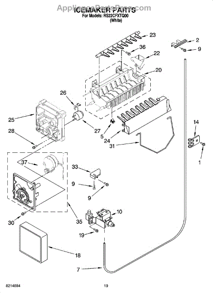 Parts for Roper RS22CFXTQ00: Icemaker Parts, Optional Parts (not ...