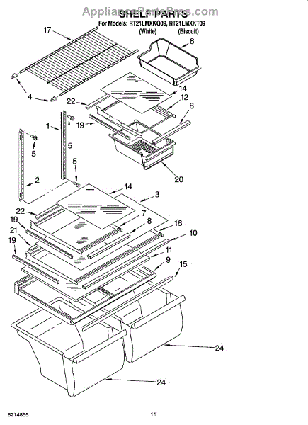 Parts For Roper Rt21lmxkq09: Shelf Parts, Optional Parts 