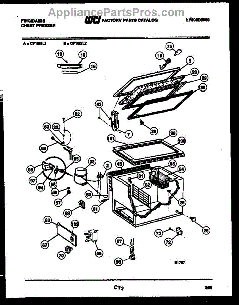 Parts for Frigidaire CF10NL1: Chest Freezer Parts - AppliancePartsPros.com