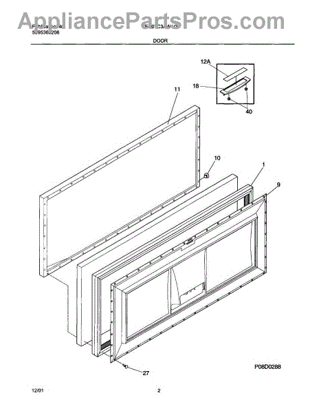 Parts for Frigidaire FFC07C3AW2: Door Parts - AppliancePartsPros.com