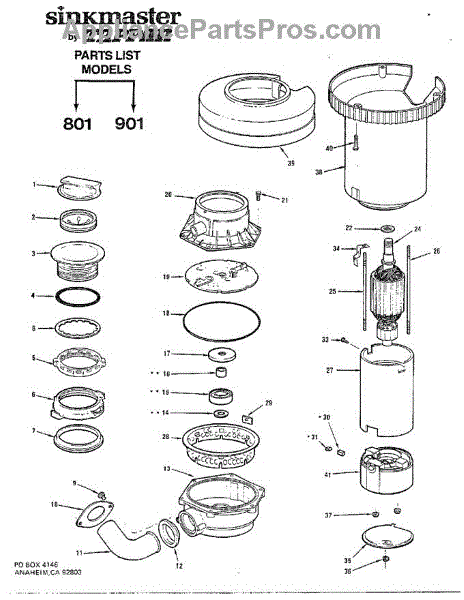 Parts for Frigidaire 901: Sinkmaster Disposal Parts ...